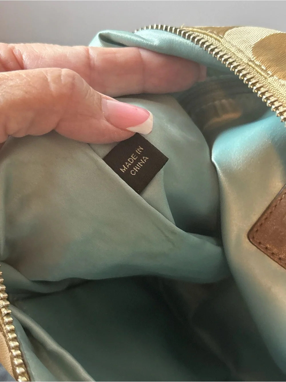Coach Gold Satin Signature Hobo Shoulder Bag